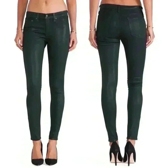 NWT rag & bone The Legging Pants in Coated Green Gables - Picture 1 of 7